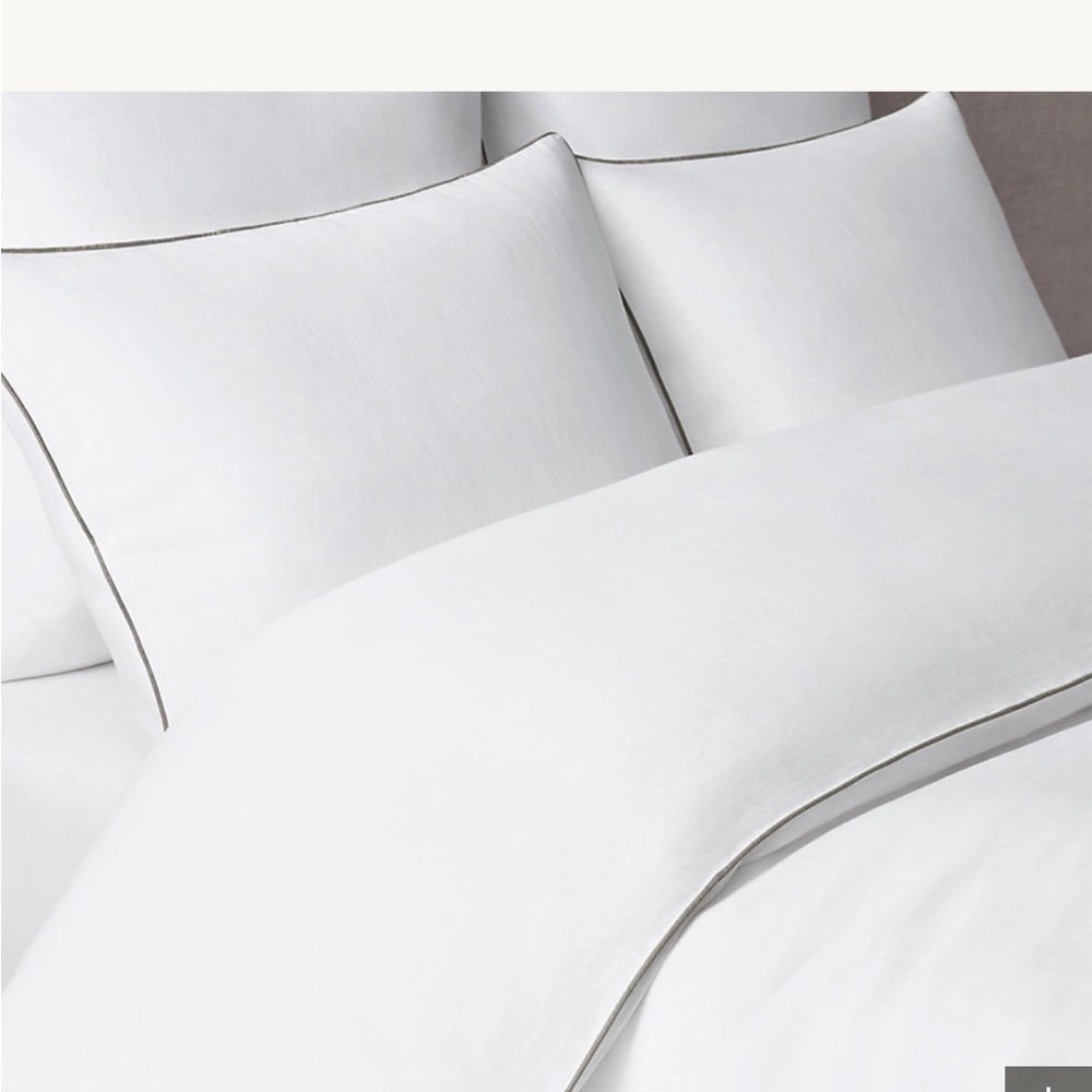 Restoration Hardware White with Gray piping Duvet Cover
